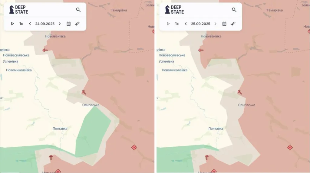 DeepState: ворог просунувся біля Ольгівського та Новоіванівки у Запорізькій області