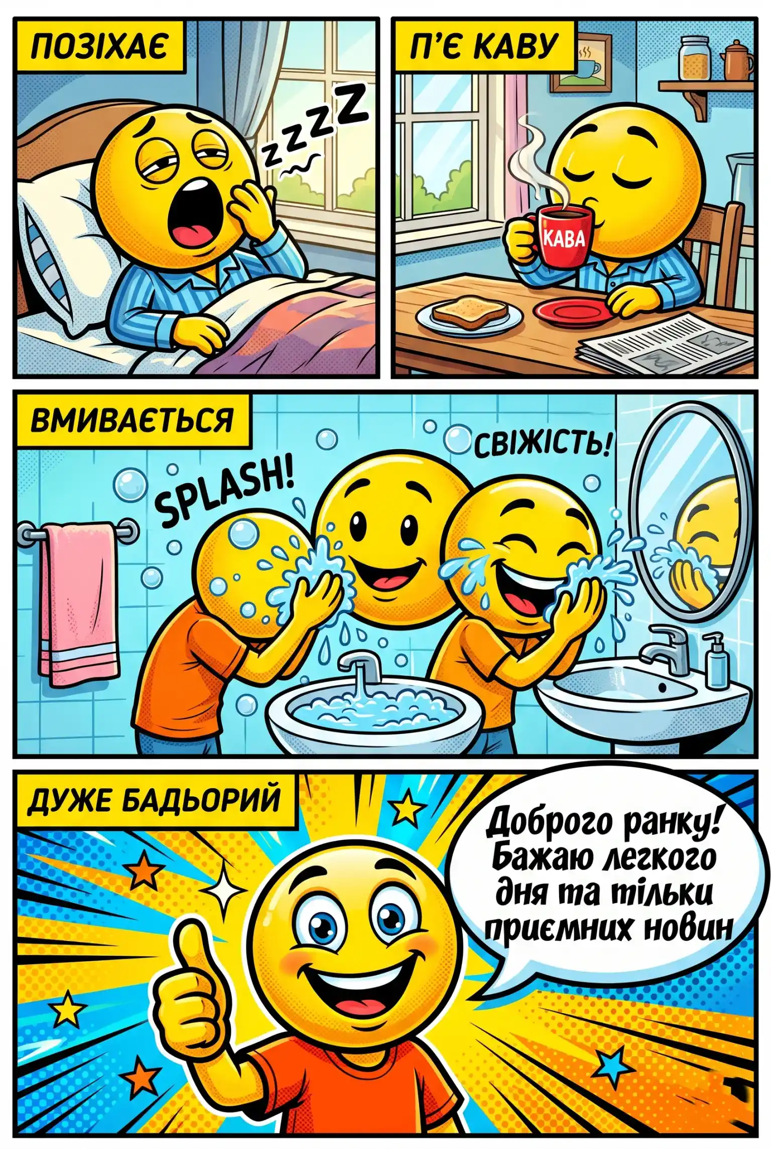 Смайлики доброго ранку: яскраві листівки та позитивні побажання для гарного настрою