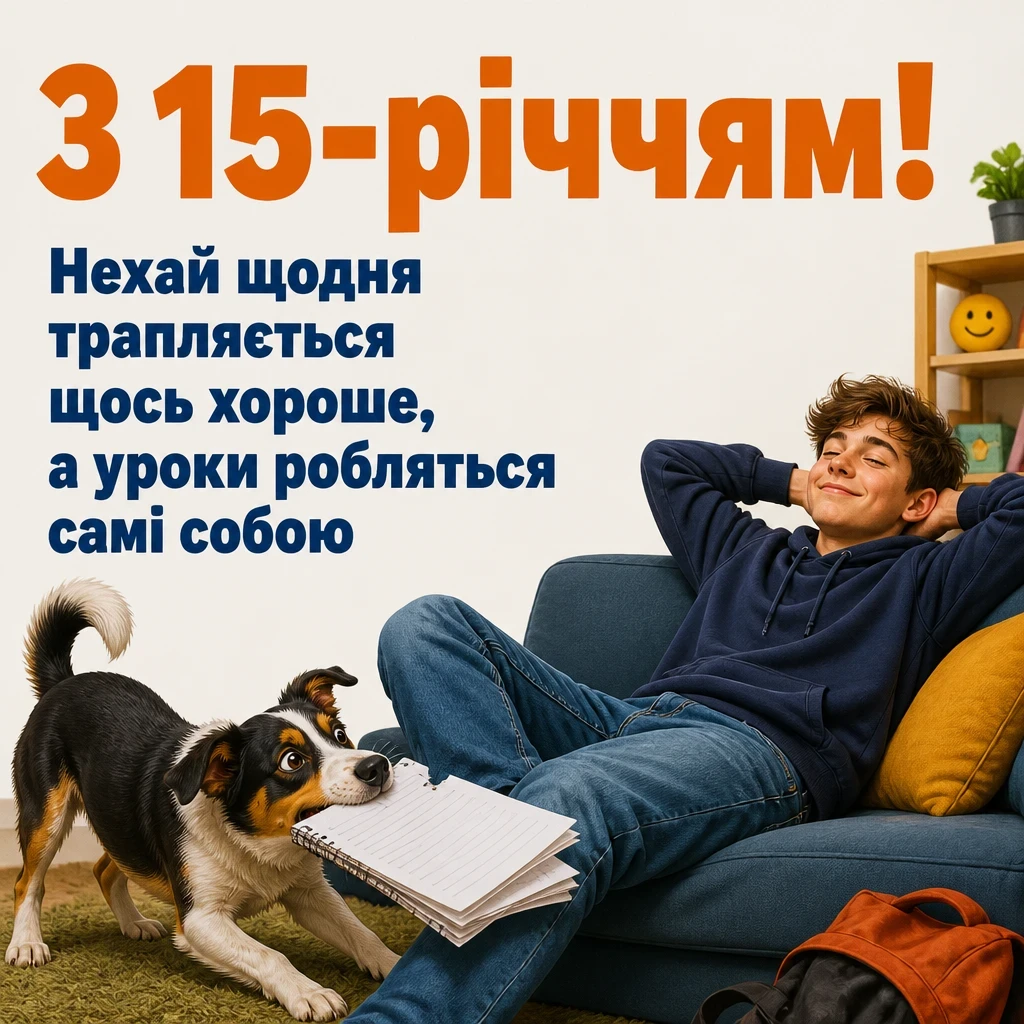привітання з 15-річчям своїми словами