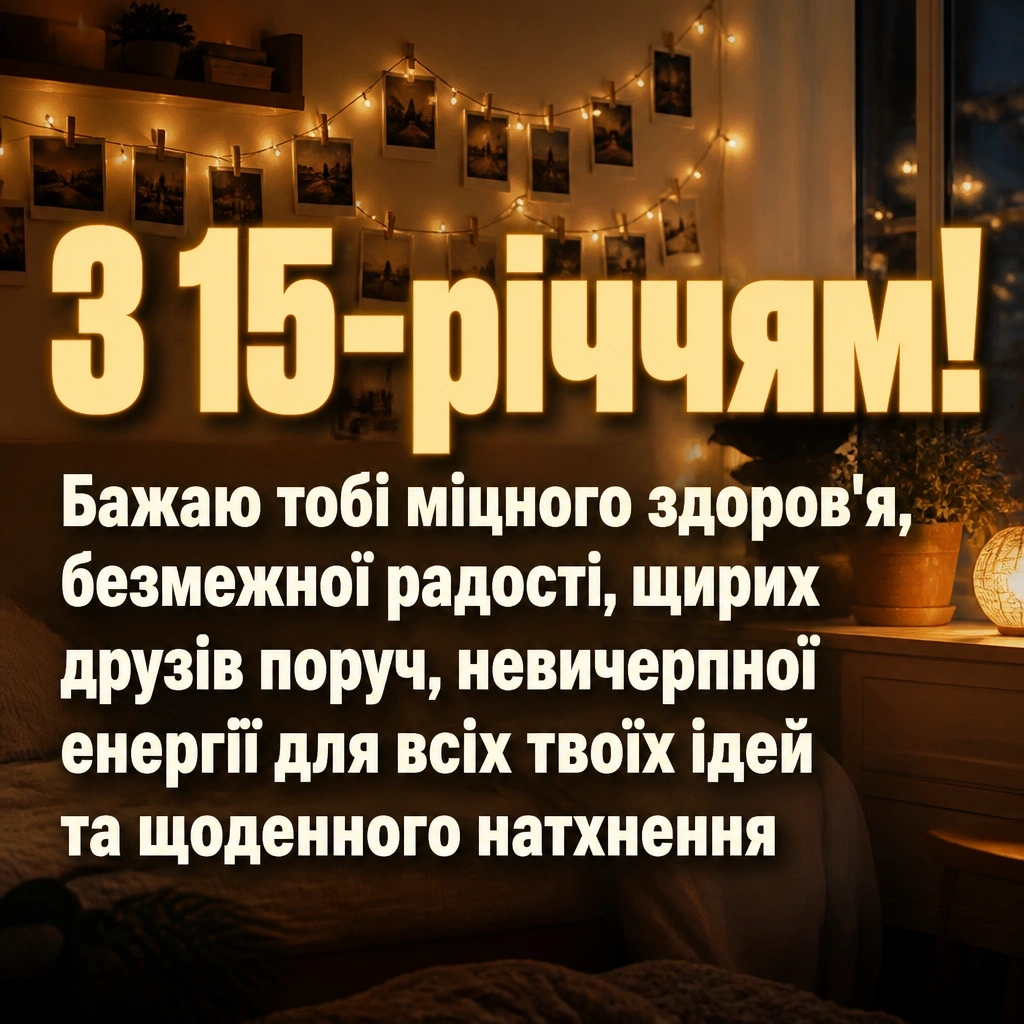 привітання з 15-річчям своїми словами