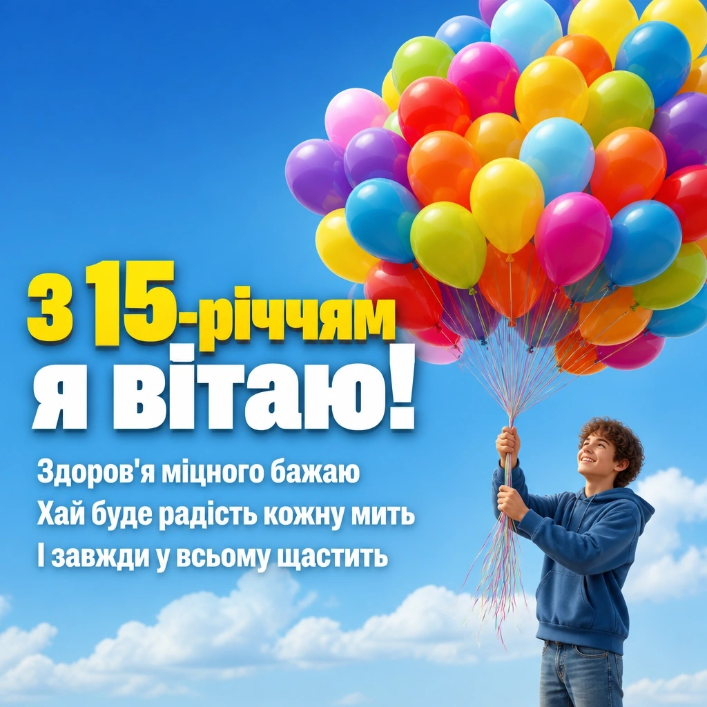 привітання з 15-річчям своїми словами