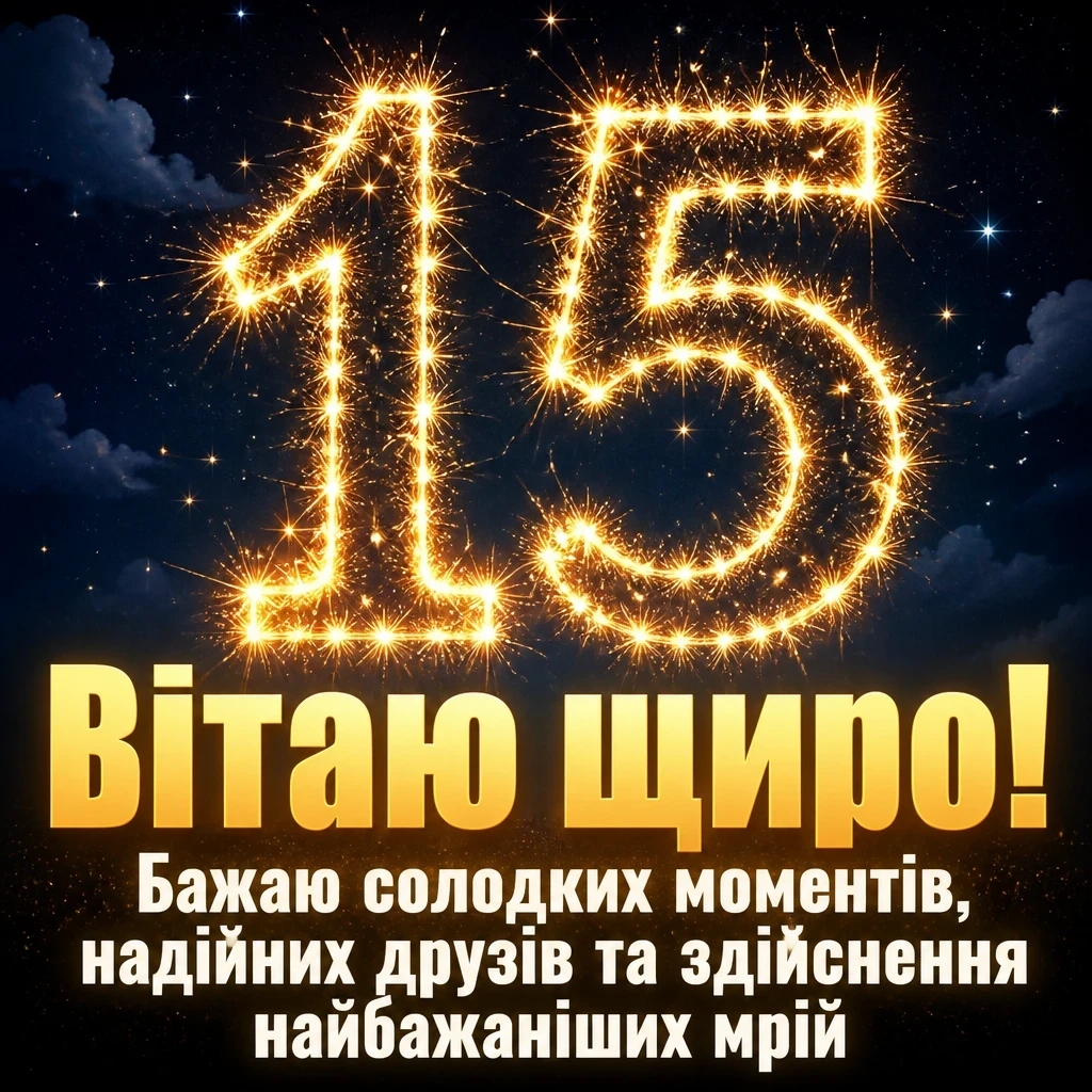 привітання з 15-річчям своїми словами