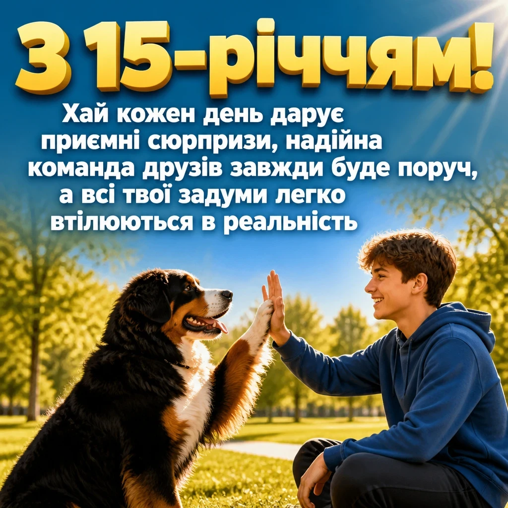 привітання з 15-річчям своїми словами