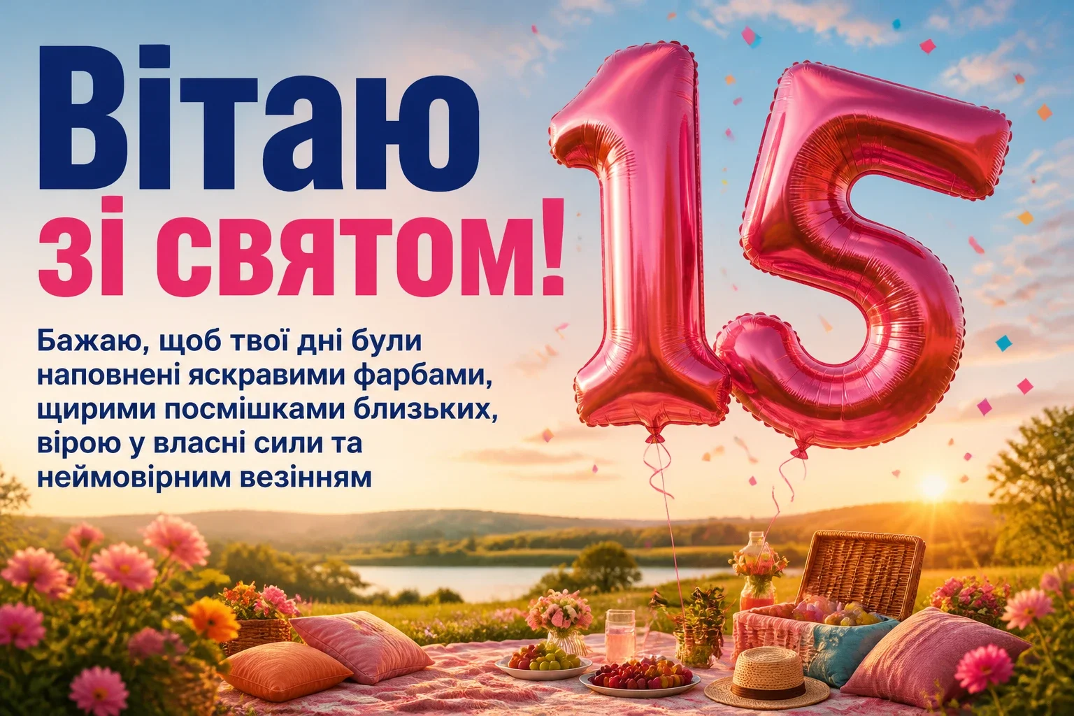 привітання з 15-річчям своїми словами