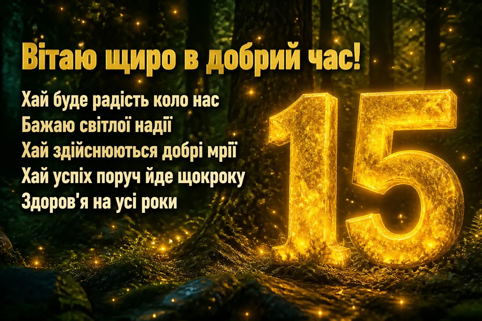 привітання з 15-річчям своїми словами