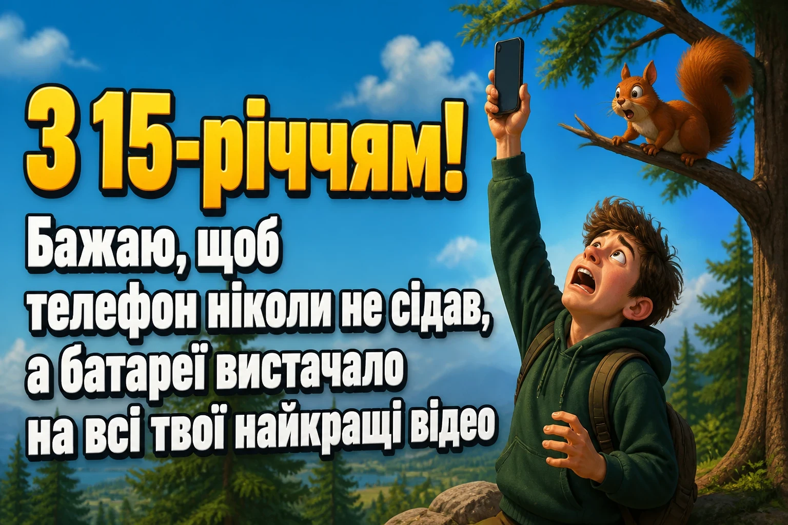 привітання з 15-річчям своїми словами