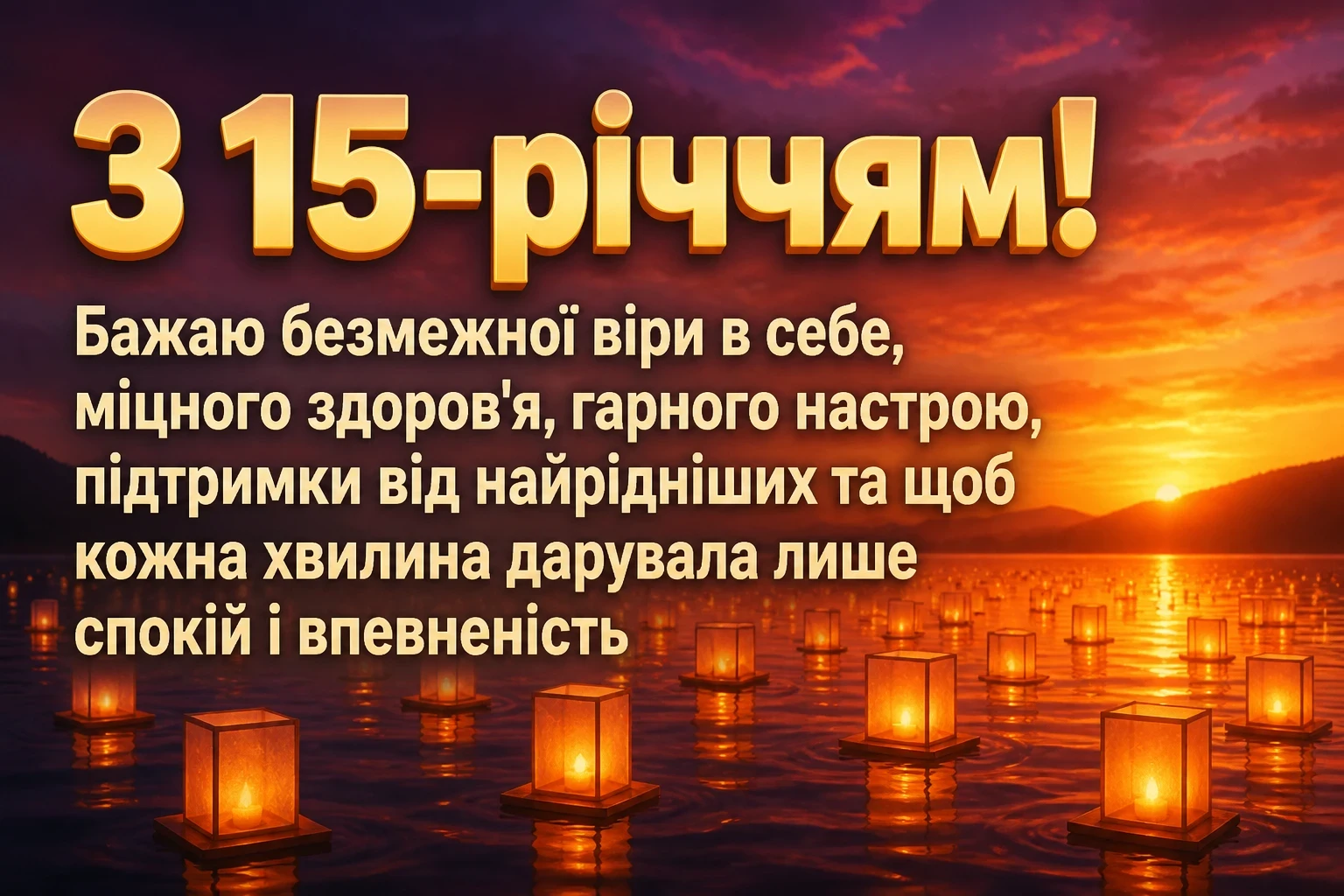 привітання з 15-річчям своїми словами