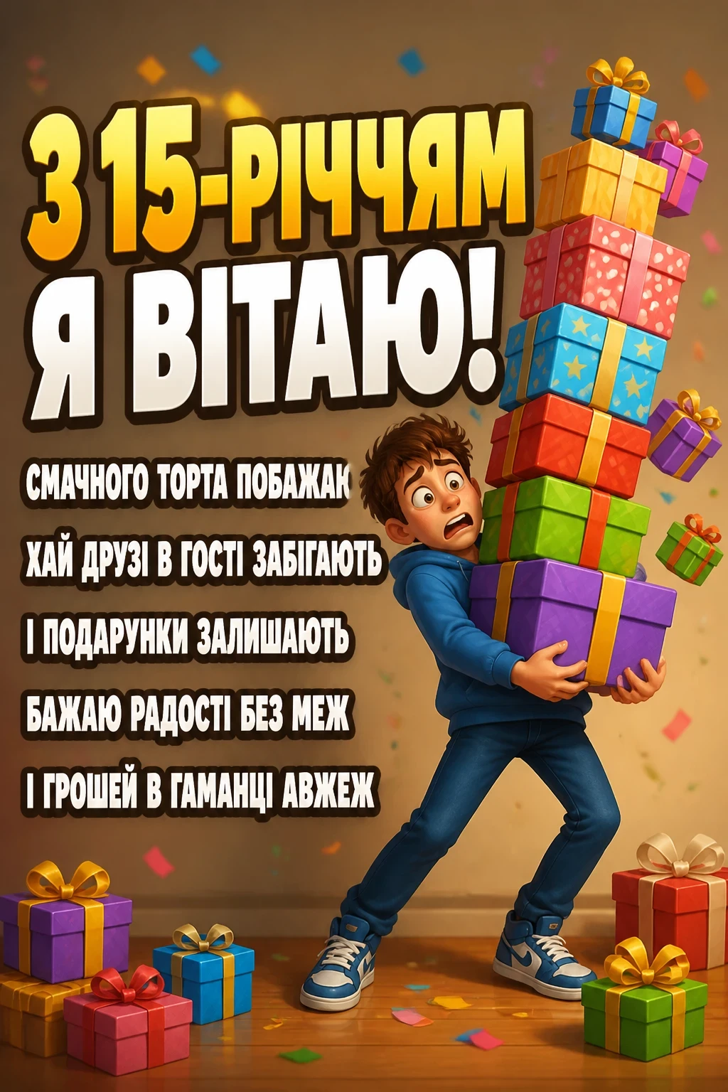 привітання з 15-річчям своїми словами