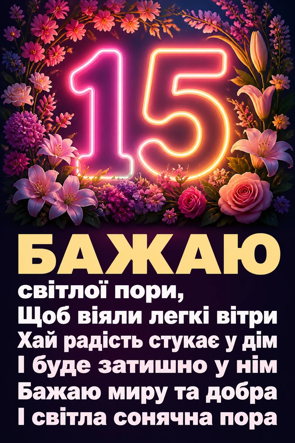привітання з 15-річчям своїми словами