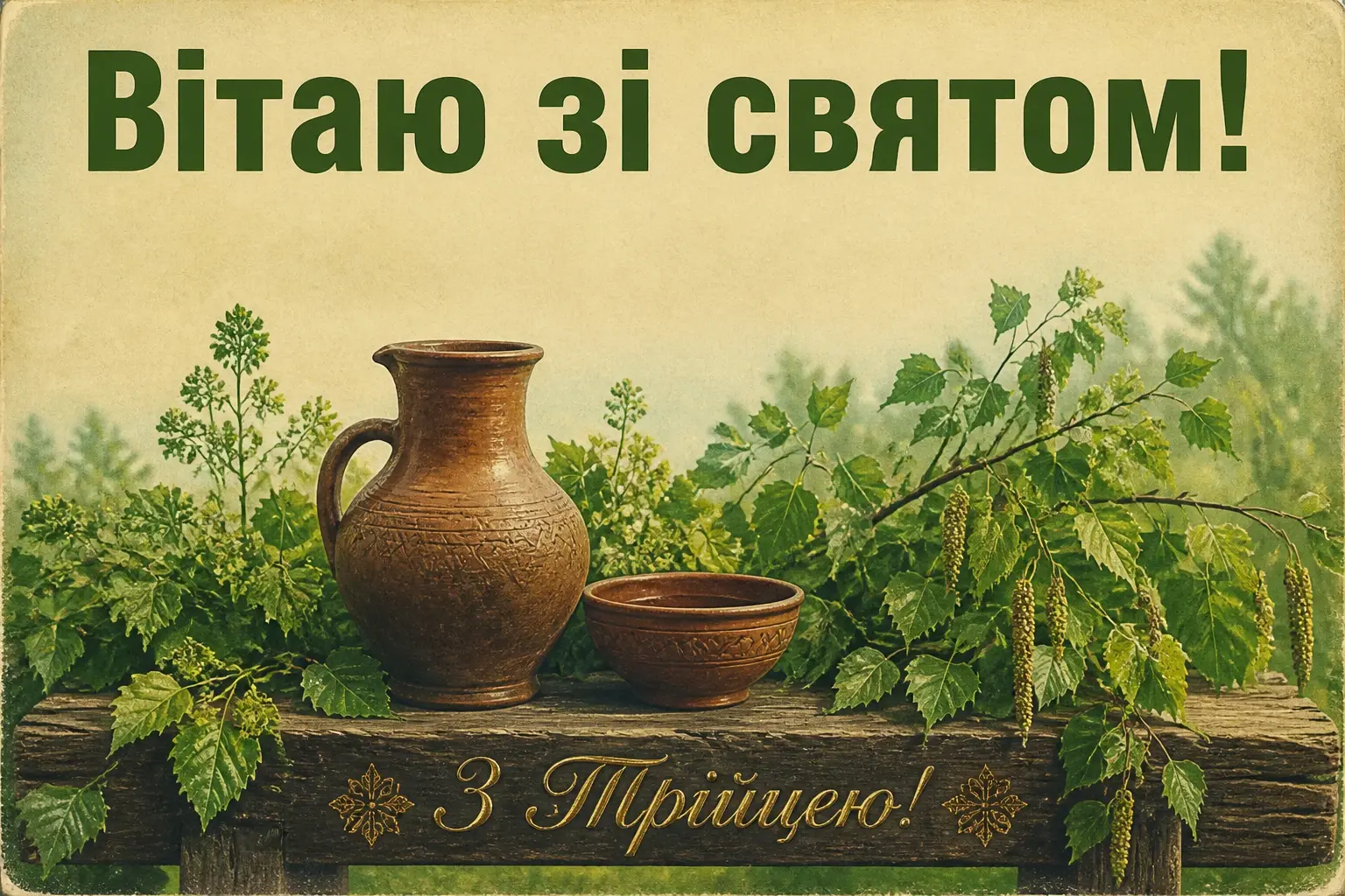 зеленими святами привітання з трійцею