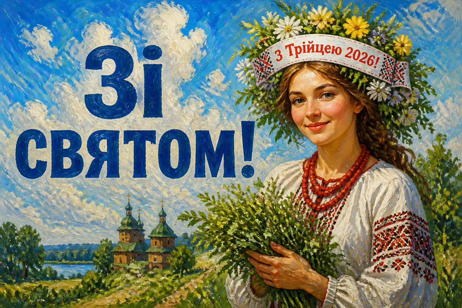 зеленими святами привітання з трійцею