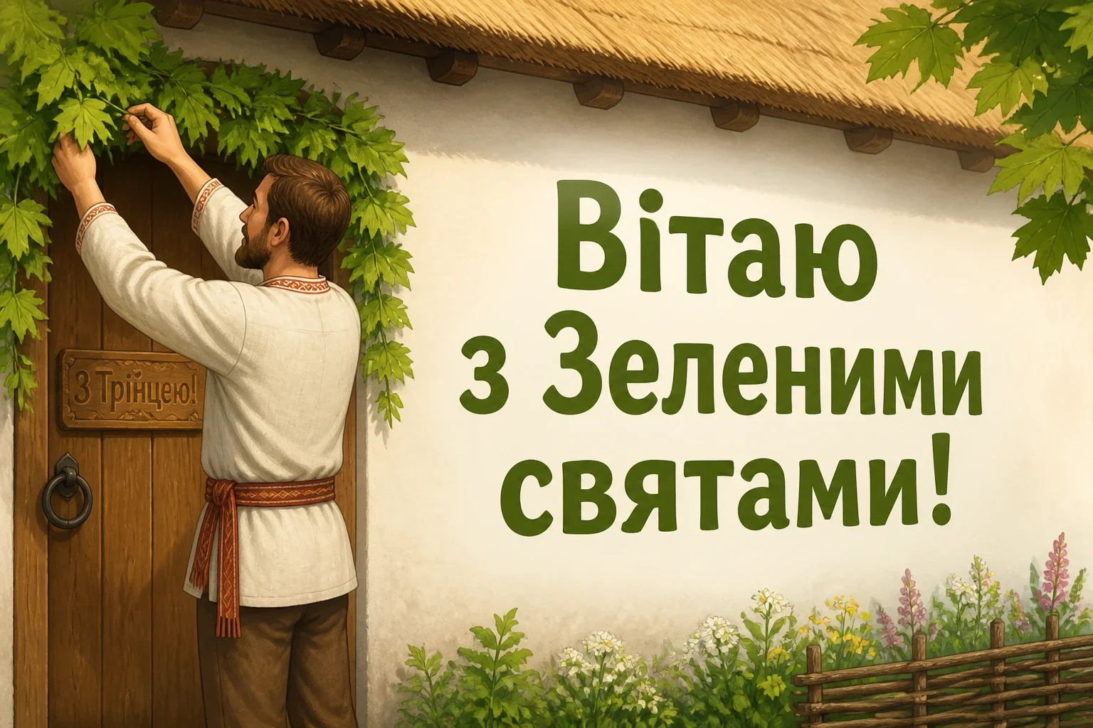 зеленими святами привітання з трійцею