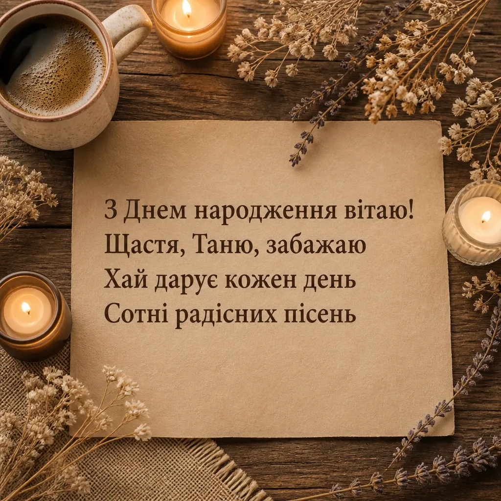танюша привітання з днем народження таня українською