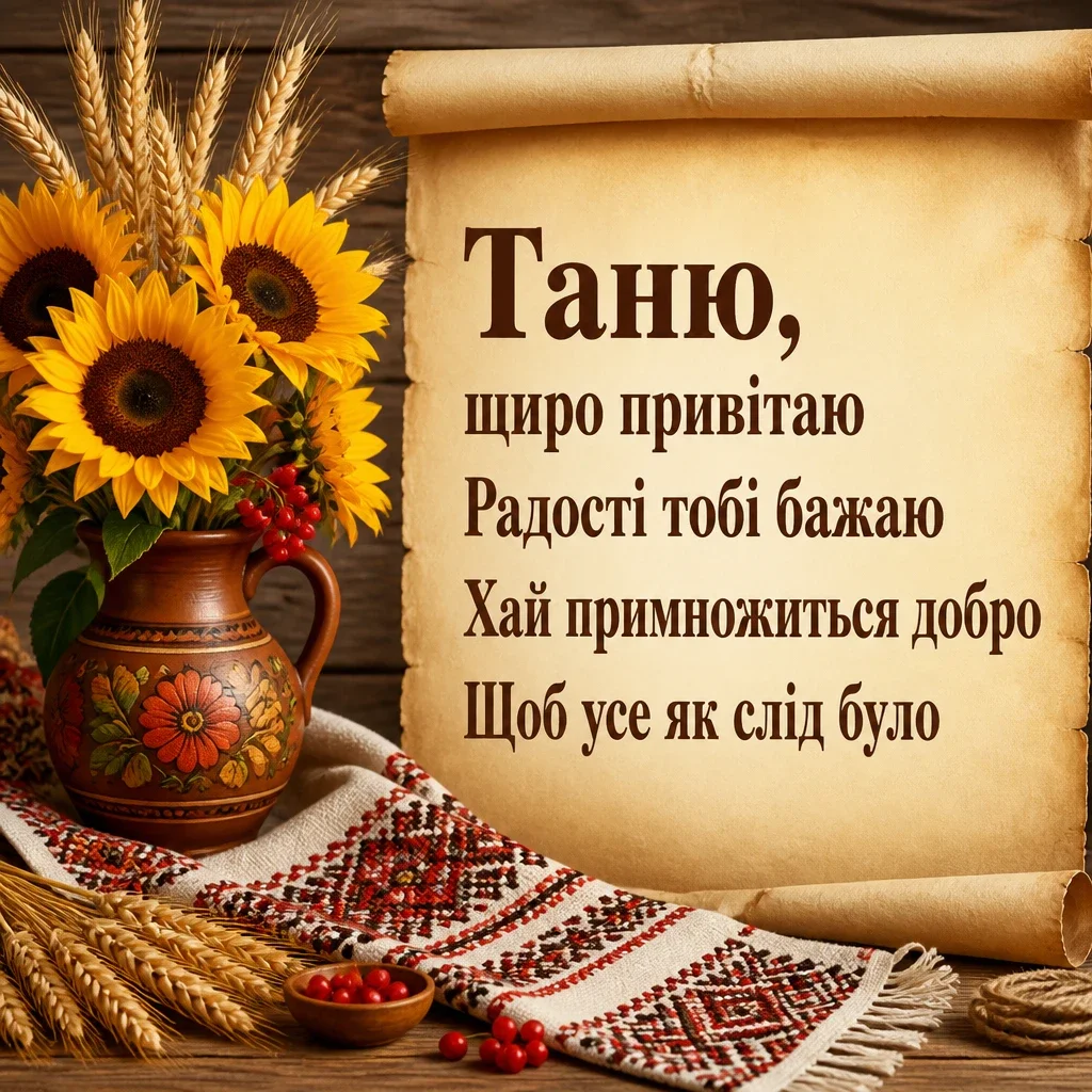 танюша привітання з днем народження таня українською