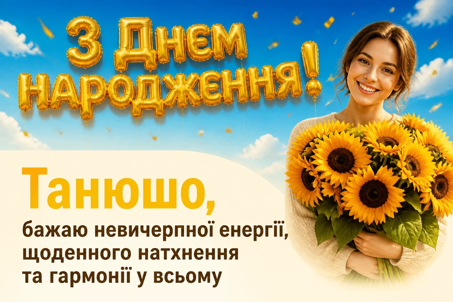 танюша привітання з днем народження таня українською