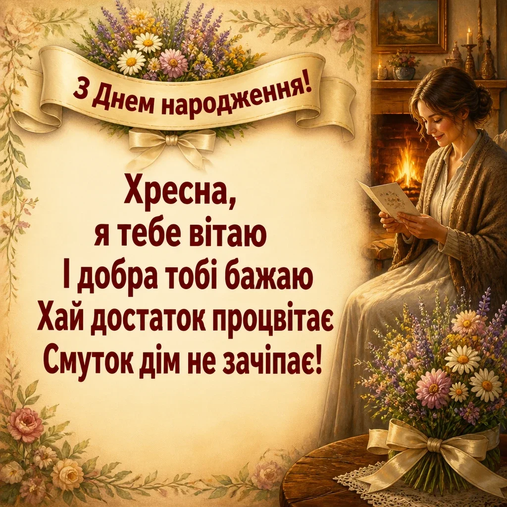 привітання з днем народження хресної
