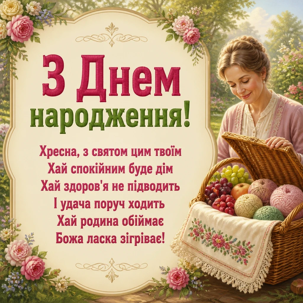 привітання з днем народження хресної