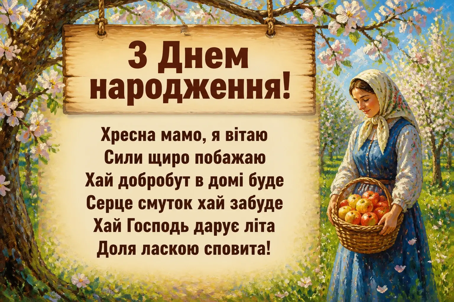 привітання з днем народження хресної