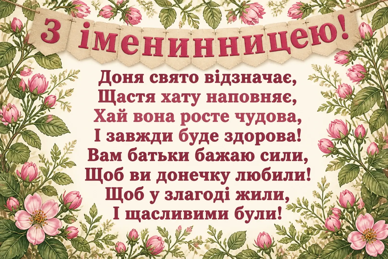 привітання з іменинницею батькам привітання з іменинницею батькам